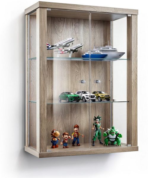 K-Möbel Hängevitrine C1012 (Glasvitrine (80x60x25 cm) mit 2 Glastüren) Glasvitrine hängend
