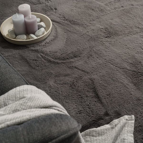 TT Home Teppich Diele, Esszimmer, Flur, Kinderzimmer, Schlafzimmer, Wohnzimmer, Rechteckig, Höhe: 39 mm, Wohnzimmer Hochflor Teppich Langflor Soft Kaninchenfell Fell Imitat We