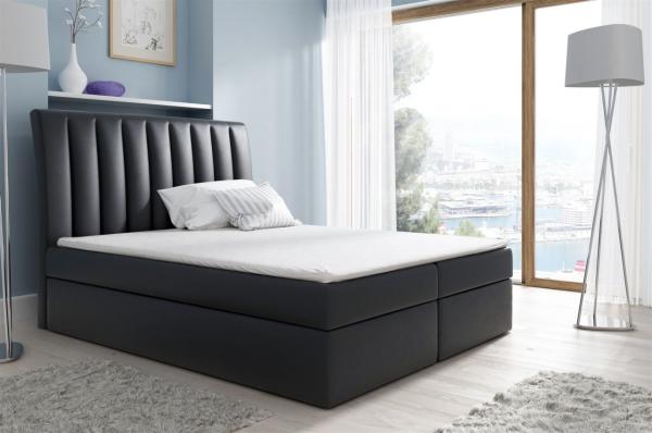 Boxspringbett Schlafzimmerbett MALENA 180x200cm Kunstleder Schwarz