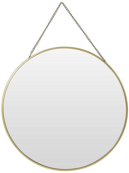 Meinposten Wandspiegel Spiegel rund Wandspiegel Schminkspiegel runder Metall GOLD Ø 30 cm (1-St), Metall in gold mit dekorativer Aufhängekette