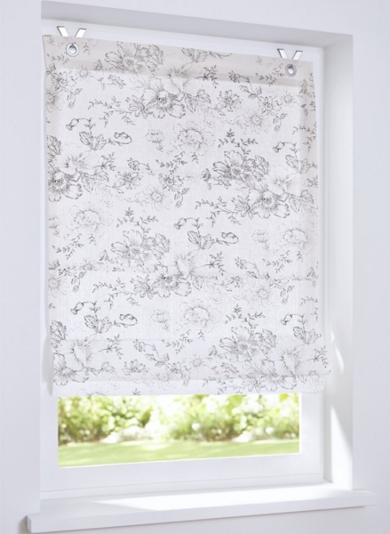 Kutti Raffrollo Joy, mit Hakenaufhängung, ohne Bohren, freihängend, Baumwolle Landhausstil