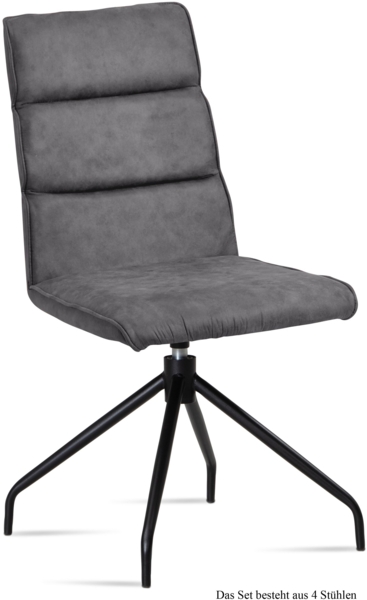 Esszimmerstuhl drehbar (4er-Set) Domini 47x92x60 Schwarz/Grau