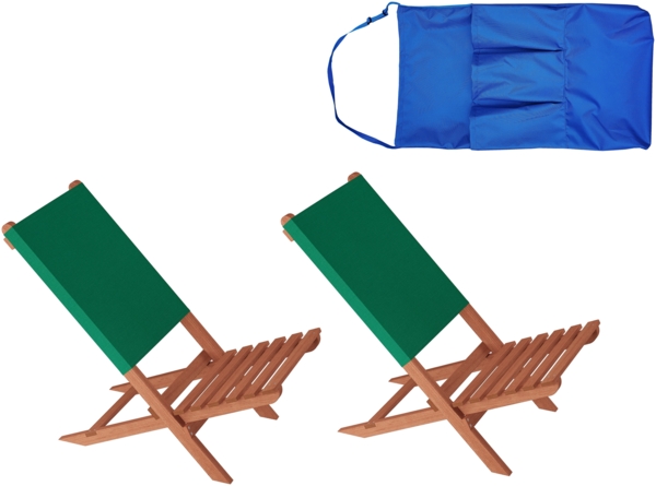 Klappstuhl Strandstuhl Anglerstuhl Gartenstuhl Stuhl zum Zusammenstecken grüner Bezug V-10-352Doppelpack in Tasche blau