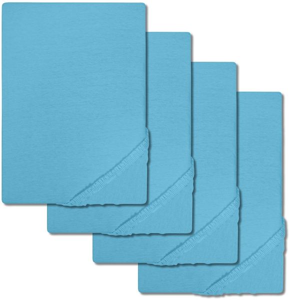 4er-Set Setex Feinbiber Spannbettlaken türkis 90 x 200 cm