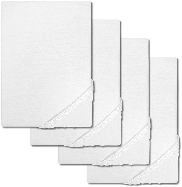 4er-Set Jersey Spannbettlaken weiß 90 x 190 - 100 x 200 cm aus 100% Bio Baumwolle