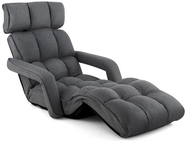 COSTWAY Relaxliege, 6-Fach einstellbar,mit Armlehne,gepolstert,klappbar