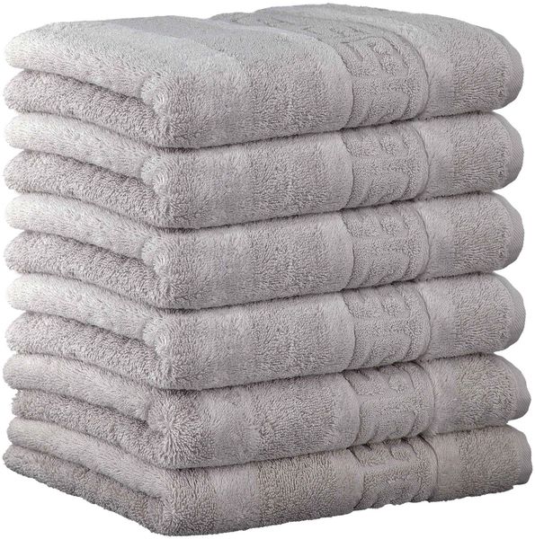 CAWÖ Gästetuch, 6er Pack - C Noblesse, Walkfrottier, Baumwolle Silber 30x50cm