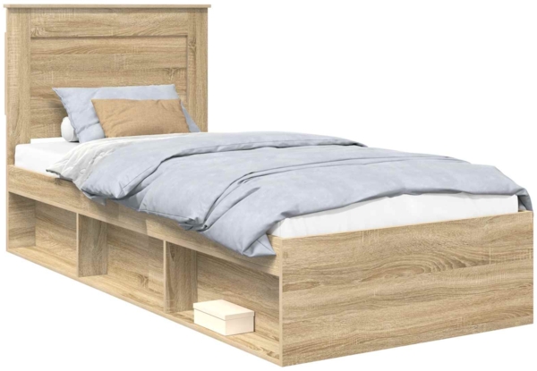 vidaXL Bettrahmen Sonoma-Eiche 75 x 190 cm Massives Kiefernholz 3410146