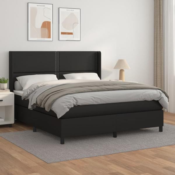 vidaXL Boxspringbett mit Matratze Schwarz 160x200 cm Kunstleder 3132447