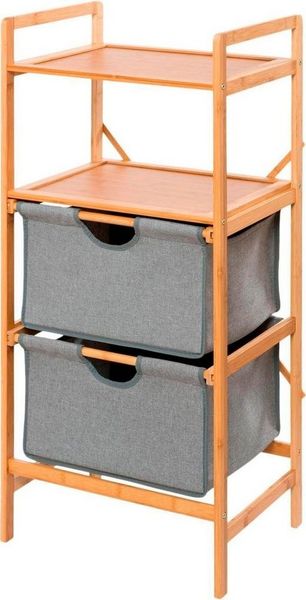 BAHARI Zubehörregal Bambusregal mit 2 Einlegeböden und 2 Schubladen - 44 x 96 x 34 cm - WENKO