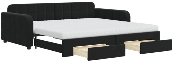 vidaXL Tagesbett Ausziehbar mit Schubladen Schwarz 100x200 cm Samt 3197012