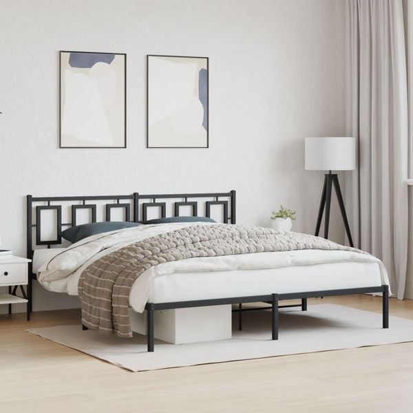 vidaXL Bettgestell mit Kopfteil Metall Schwarz 183x213 cm 374246