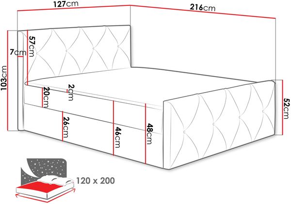 Mirjan24 Boxspringbett Nakir Lux, Rosa 120x200 cm Bild 4