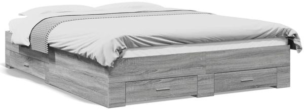 vidaXL Bettgestell mit Schubladen Grau Sonoma 160x200 cm Holzwerkstoff 3280375 Bild 2