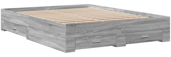 vidaXL Bettgestell mit Schubladen Grau Sonoma 160x200 cm Holzwerkstoff 3280375 Bild 3