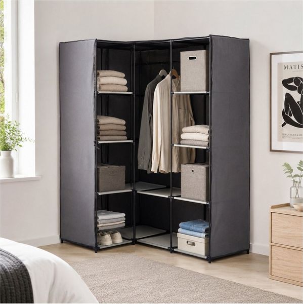 HTI-Living Stoffschrank Stoffschrank Eckregal Lena (Stück, 1-St, 1 Stoffschrank) Eckkleiderschrank
