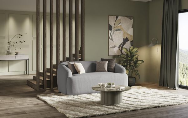 DOMO. collection Sofa Parika, 2 Sitzer, organische Form, Garnitur, Polstersofa, 2er Couch, 177 x 113 x 81 cm (BxTxH), anthrazit