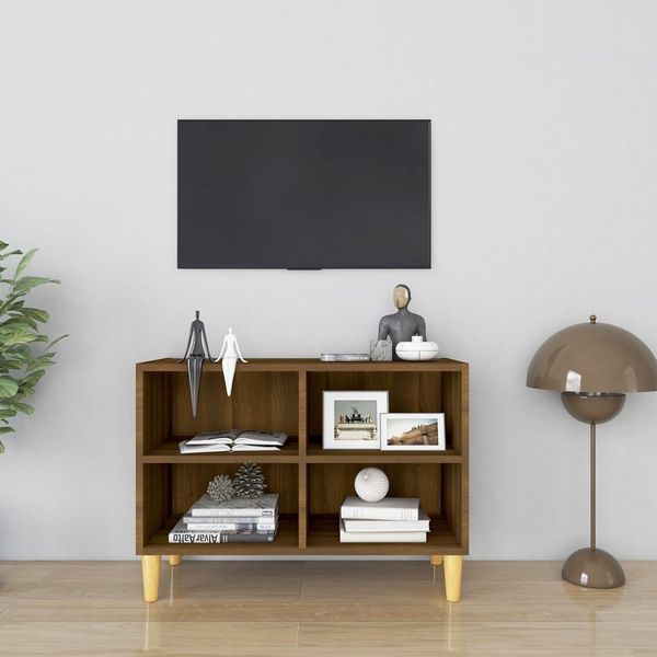 vidaXL TV-Schrank mit Massivholz-Beinen Braun Eichen-Optik 813148