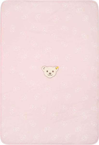 Steiff Baby Decke - Teddymotiv, gefüttert, Jersey, Stretch Baumwolle, 65x95cm Rosa One size