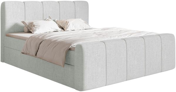 Selsey 'Cloudy II' Boxspringbett mit Bettkästen und Topper Chenille Hellgrau, 140x200 cm