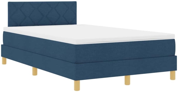 vidaXL Boxspringbett mit Matratze mit Kopfteil Blau 120 x 190 cm Stoff 3338985