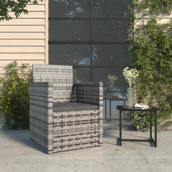 vidaXL Gartensessel mit Kissen Grau Poly Rattan 362321