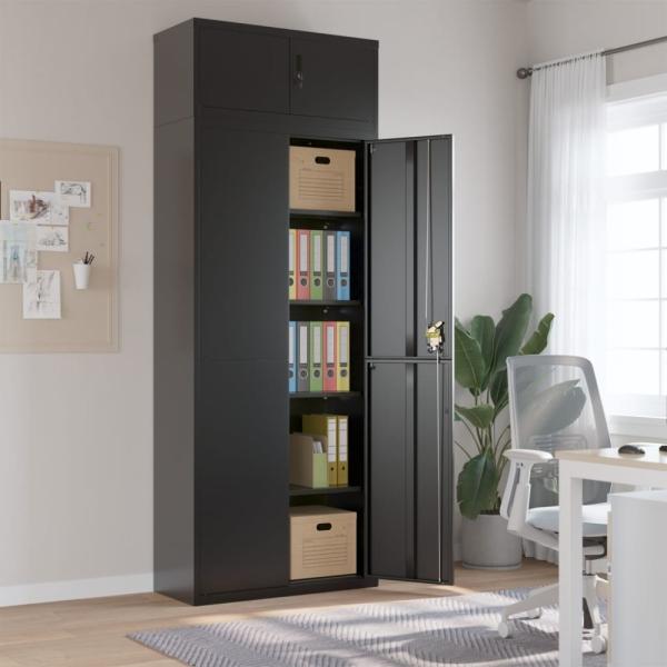 vidaXL Aktenschrank Schwarz 90 x 40 x 240 cm Stahl