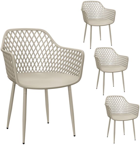 STEELSØN 'Quasira' Gartenstuhl, taupe, Kunststoff, wetterfest und UV-beständig, Balkonstuhl bis 120 kg belastbar, 4er Set