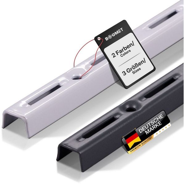 BOOMET Wandregalhalter Wandschienen für Regalsystem 1-reihig, 4-tlg, Weiß 50cm Regalschienen Wandregal Schiene