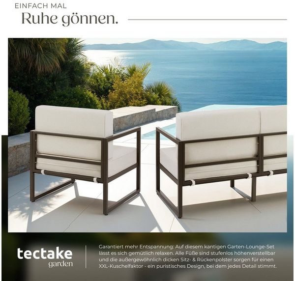 tectake® Gartenlounge Outdoor, 2X Sofa 3 Sitzer 1x Gartensessel, Relaxsessel Garten, Gartenbank, Gartenmöbel, Balkonmöbel, Terrassenmöbel, Wintergarten, Sitzecke Outdoor, Gartenlounge - 7 Sitzplätze Bild 4