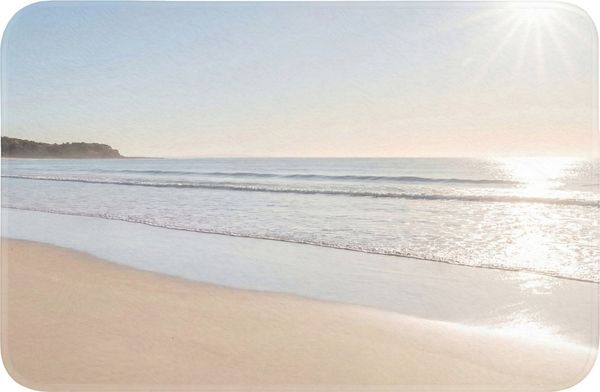 OnlyWow Badematte Meer - Sonne - Sand, Höhe 10 mm, Polyester, Rechteckig, Badezimmerteppich, Badteppich, Rutschfest, Badvorleger, Waschbar