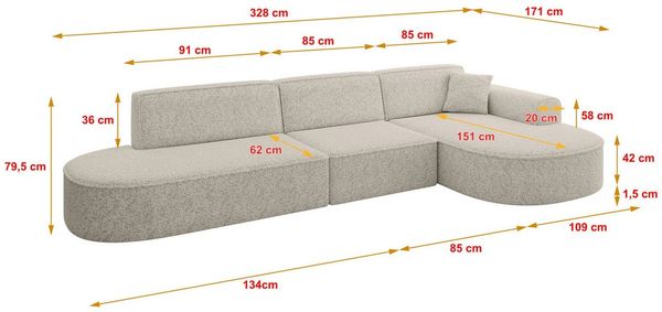 ALTDECOR Ecksofa MARI-L2, Sofa Praktische Bequeme Funktionsecke Couch L-Form Eckcouch, Corner Sofa L-Form Vielseitige Sofa Wohnlandschaft Wohnzimmer Bild 4