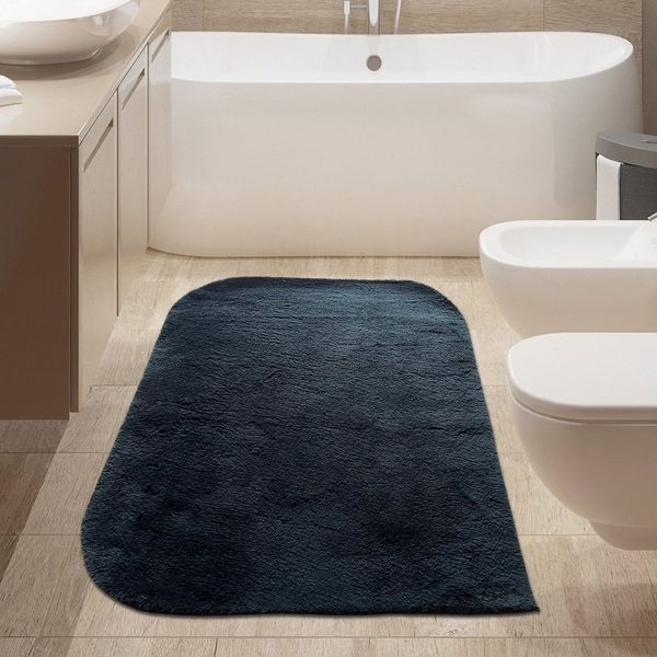 TeppichHome24 Teppich Designer Badezimmer WC-Teppich – weich – in schwarz, rechteckig