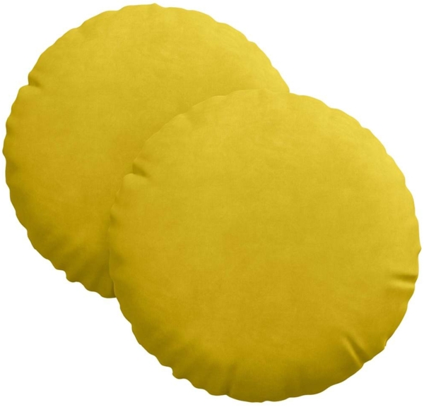vidaXL Sitzkissen 2 Stück Gelb Ø 30 x 13 cm Samt 42014107