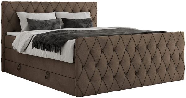 MKS MÖBEL Boxspringbett MIREN KING DUO (Set, Packung, Doppelbett, Kopfteil, Topper T25/Visco, T30-Schaum), Boxspringbett, Fußteil, Multipocket-Matratzen, 7 Härtezonen