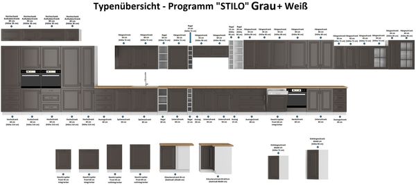 Hängeschrank 45 cm Stilo Grau Küchenzeile Küchenblock Küche Landhaus Höhe 90 cm Bild 4