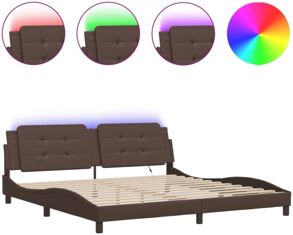 vidaXL Bettgestell mit LED ohne Matratze "Zadar" Braun 200x200 cm 3214133