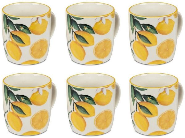 formano Tasse Fresh Lemon, Porzellan, Spülmaschinengeeignet, Weiß, Zitronen, H: 9.5cm