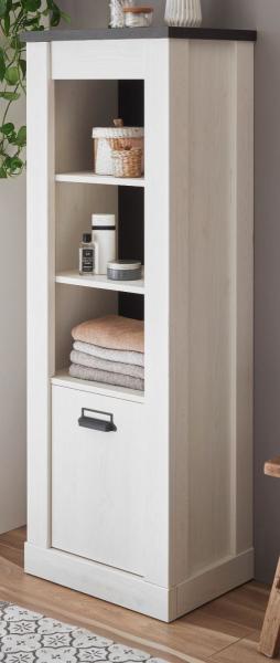 Badezimmer Regal Stove in weiß Pinie und anthrazit Landhaus 51 x 146 cm