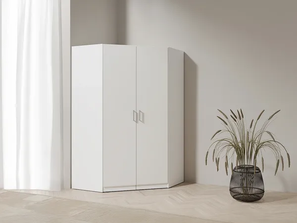 Vente-unique - BELOMY Wardrobe and walk-in wardrobe Holz, Platte Weiß - B 117,5 cm x H 197,5 cm x L 117,5 cm