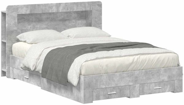 vidaXL Bettgestell mit Stauraum Betongrau 160 x 200 cm Holzwerkstoff 3433886