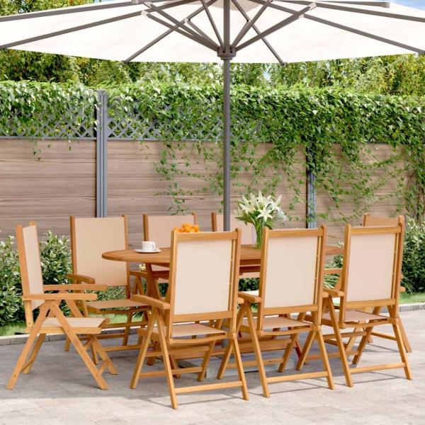 vidaXL Gartenstühle Verstellbar 8 Stk. Beige Stoff und Massivholz 3214549 Bild 1