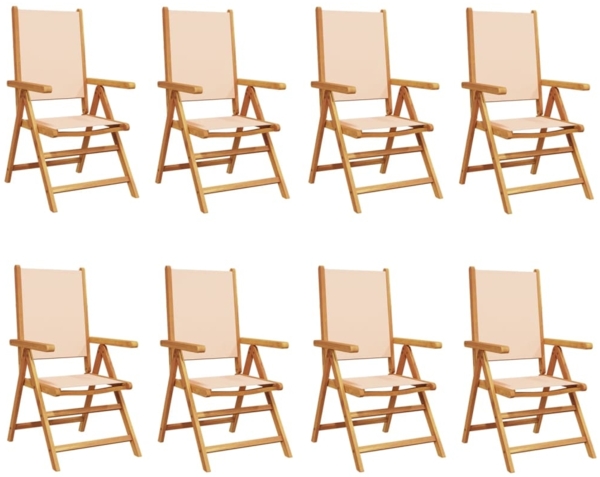 vidaXL Gartenstühle Verstellbar 8 Stk. Beige Stoff und Massivholz 3214549 Bild 2
