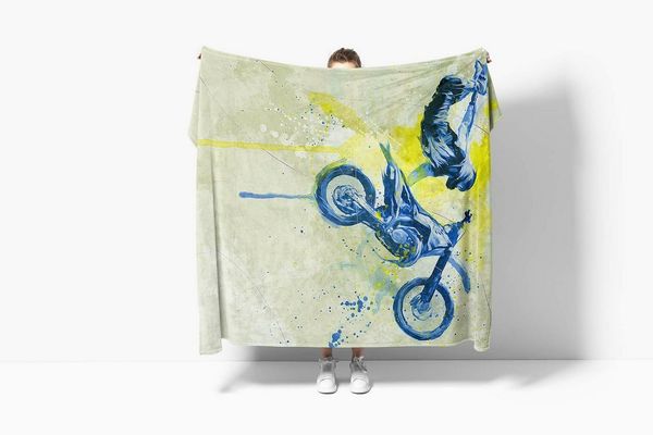 Sinus Art Handtücher SplashArt Sport Handtuch Strandhandtuch Saunatuch Kuscheldecke Kunstvoll Motorrad Xgames, Baumwolle-Polyester-Mix (1-St), Handtuch