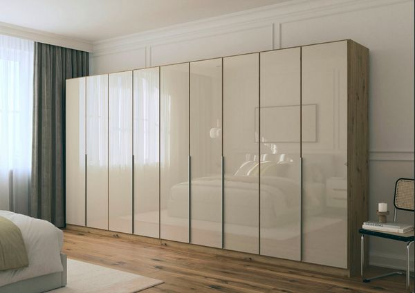 OTTO home Drehtürenschrank Kleiderschrank Kleiderschränke Schrank Garderobe AGORDO mit Glasfront (in zwei Griff-Farben, Breiten 91-405 cm) durchdachte Innenausstattung, in 8 Breiten und 2 Höhen MADE IN GERMANY