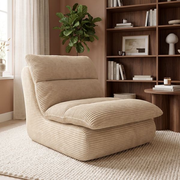 skølm 'Sváfa' Sessel 1 Sitzer, ergonomischer Vollschaum Relaxsessel 77 cm breit, Fernsehsessel 11cm dick gepolstert, Loungesessel vakuumverpackt, Cord beige