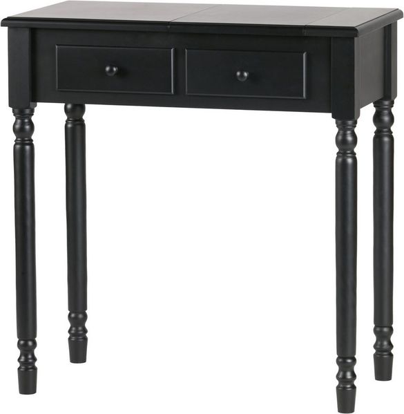 WOOOD Konsolentisch Romy Massivkiefer und integriertem Klappspiegel B 75 x T 38 x H 78 cm, Versteckte Fachaufteilung, einfach zu montieren, sichtbare Maserung
