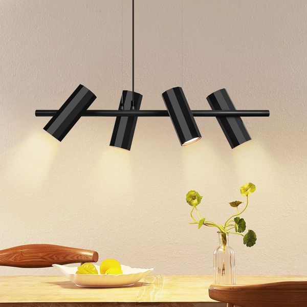 ZMH Schwarze Metall Pendelleuchte Ø 66 cm GU10 4 flammig modern Industrial Wohnzimmer für Innenbereich Küche Schlafzimmer