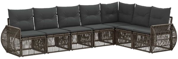 vidaXL Gartensofa-set 7 pcs Grau und Dunkelgrau Poly-Rattan 3435428