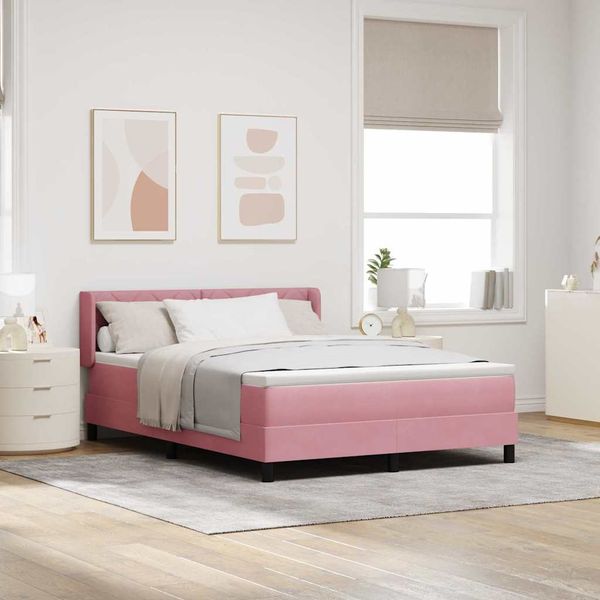 vidaXL Boxspringbett mit Kopfteil Rosa 200 x 160 cm Samt 3341533